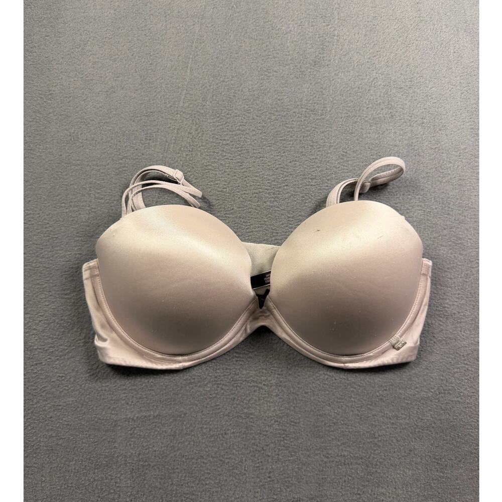 Victoria's Secret VS Smooth Plunge Push Up Bra Women Size 34DD Beige Nude